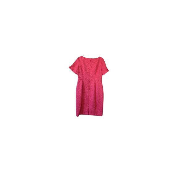Talbots Womens 14P Petite Plus Short Sleeve Pink Jacquard Sheath Cocktail Dress - Picture 5 of 9